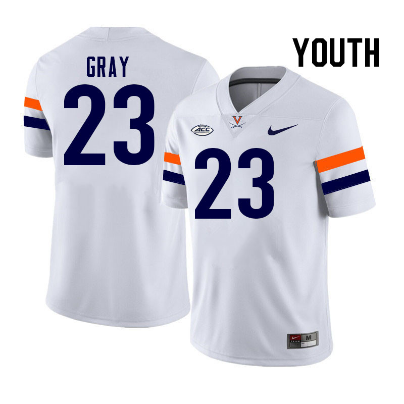 Youth Virginia Cavaliers #23 Kevon Gray College Football Jerseys Stitched-White